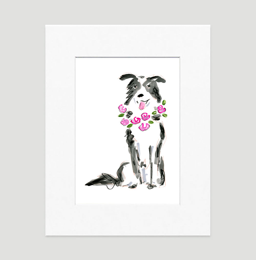 Buddy Border Collie Art Print - Dog Illustrations Wall Art Collection-Di Lewis
