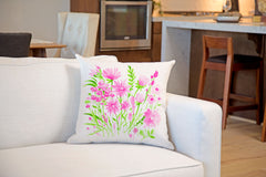 Pink and Green Botanical Floral Throw Pillow Cover - Decorative Designs Throw Pillow Cover Collection