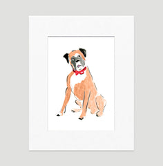 Bobbie Boxer Art Print - Dog Illustrations Wall Art Collection-Di Lewis