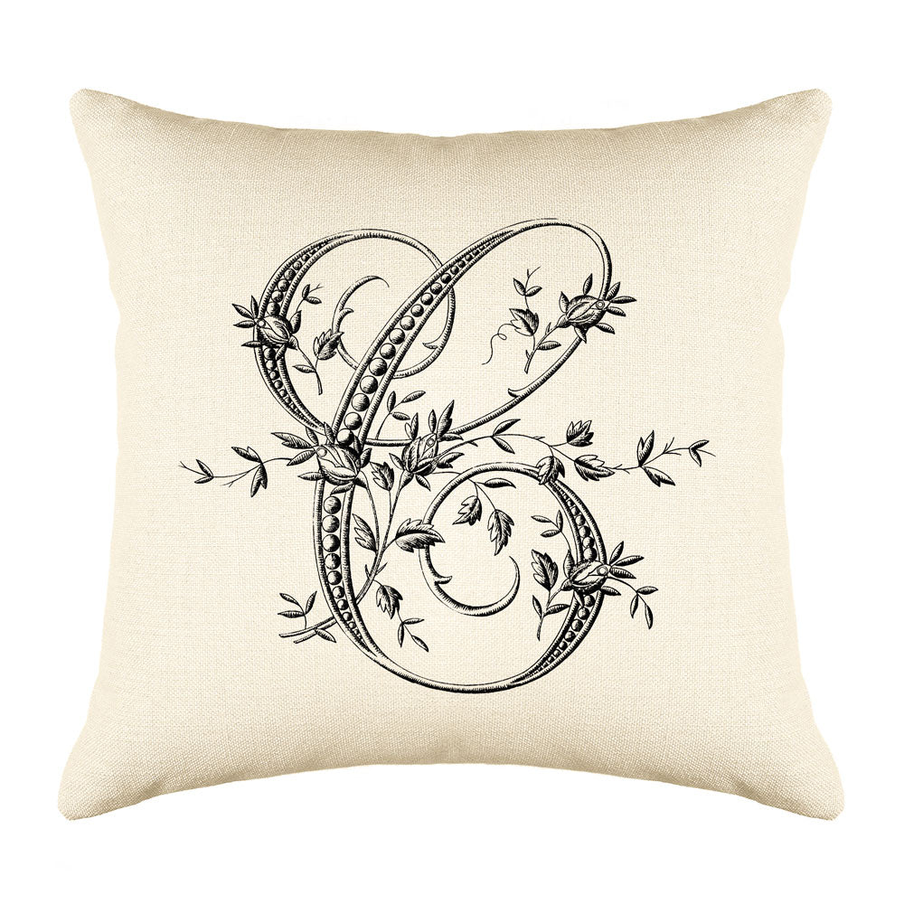 Vintage French Monogram Letter C Throw Pillow Cover