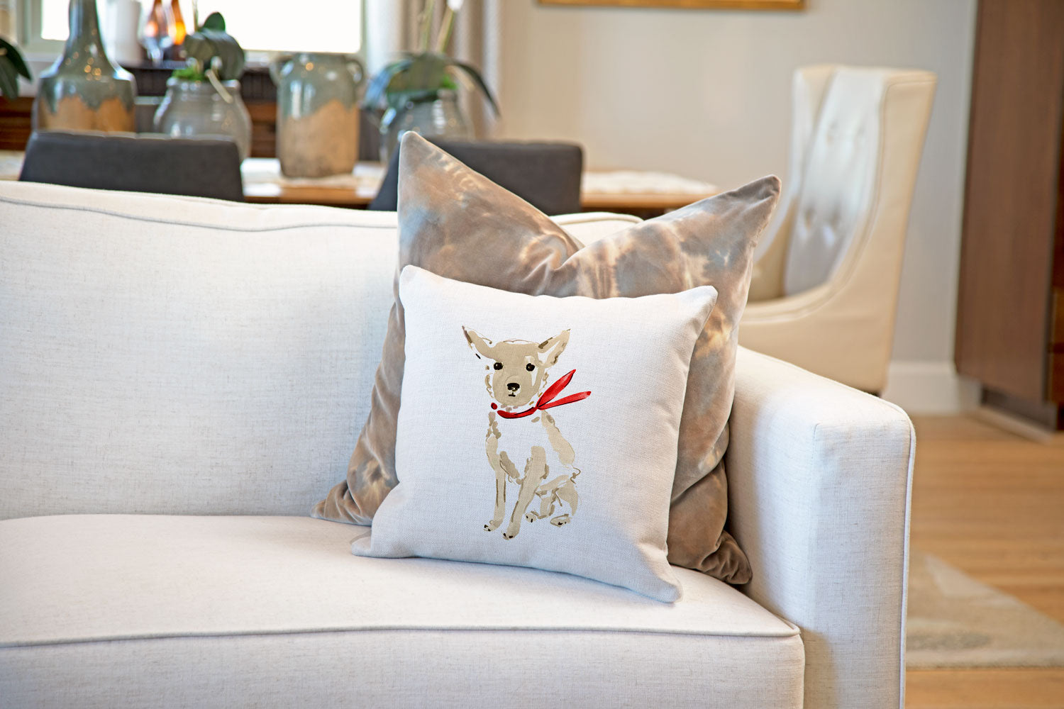 Caesar Chihuahua Throw Pillow Cover - Dog Illustration Throw Pillow Cover Collection-Di Lewis
