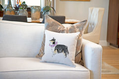 Cleo Collie Throw Pillow Cover - Dog Illustration Throw Pillow Cover Collection-Di Lewis