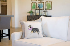Cleo Collie Throw Pillow Cover - Dog Illustration Throw Pillow Cover Collection-Di Lewis