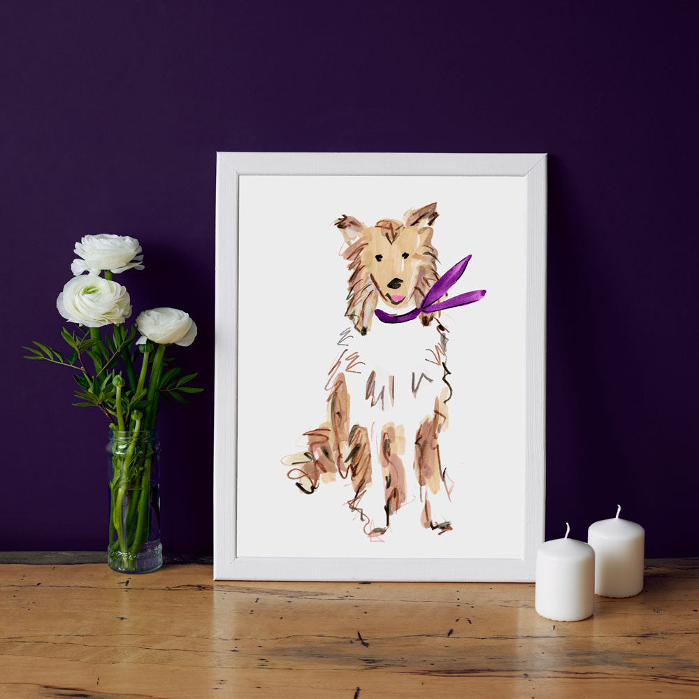 Conrad Collie Art Print - Dog Illustrations Wall Art Collection-Di Lewis