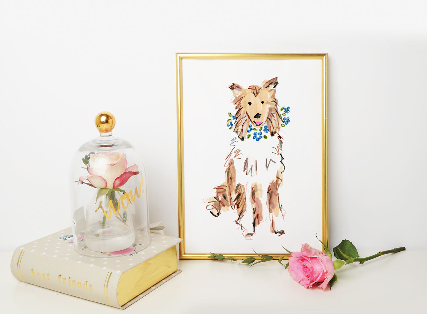 Cassie Collie Art Print - Dog Illustrations Wall Art Collection-Di Lewis