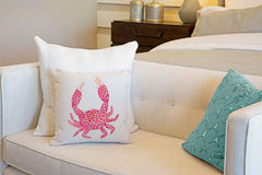 Coral Crab Throw Pillow Cover - Coastal Designs Throw Pillow Cover Collection-Di Lewis