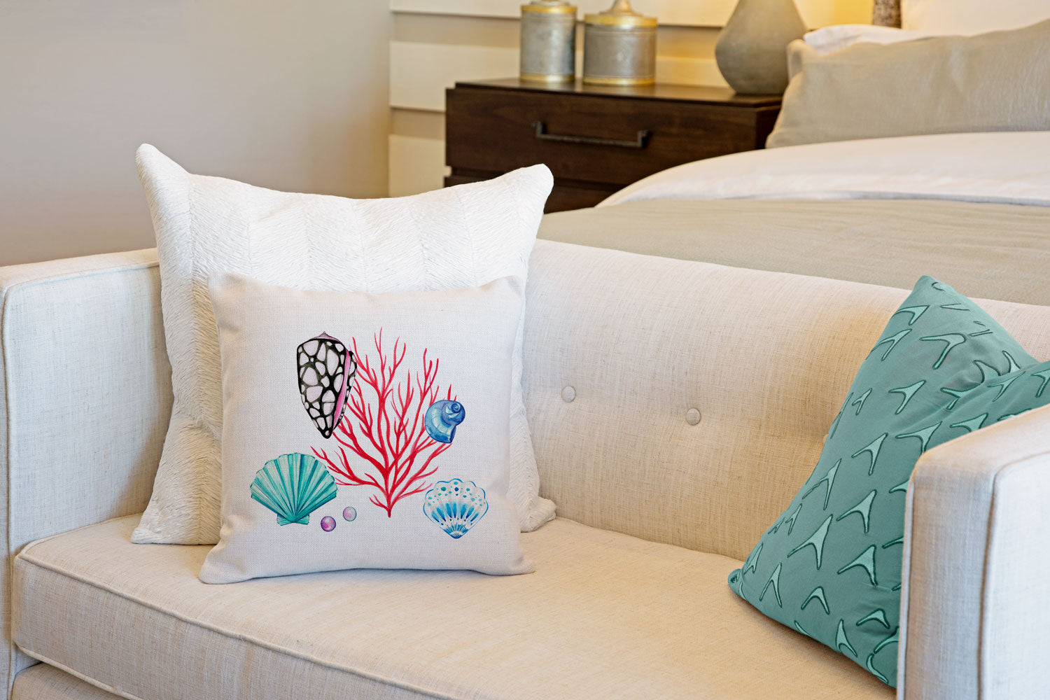 Coral Reef Throw Pillow Cover - Coastal Designs Throw Pillow Cover Collection-Di Lewis