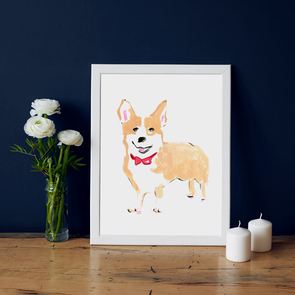 Conor Corgie Art Print - Dog Illustrations Wall Art Collection-Di Lewis