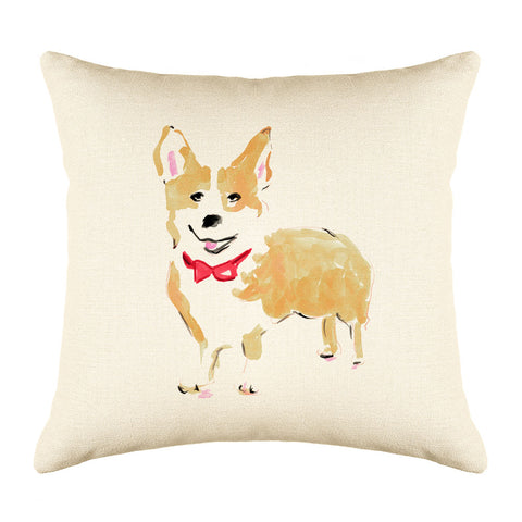 Conor Corgi Throw Pillow Cover - Dog Illustration Throw Pillow Cover Collection-Di Lewis