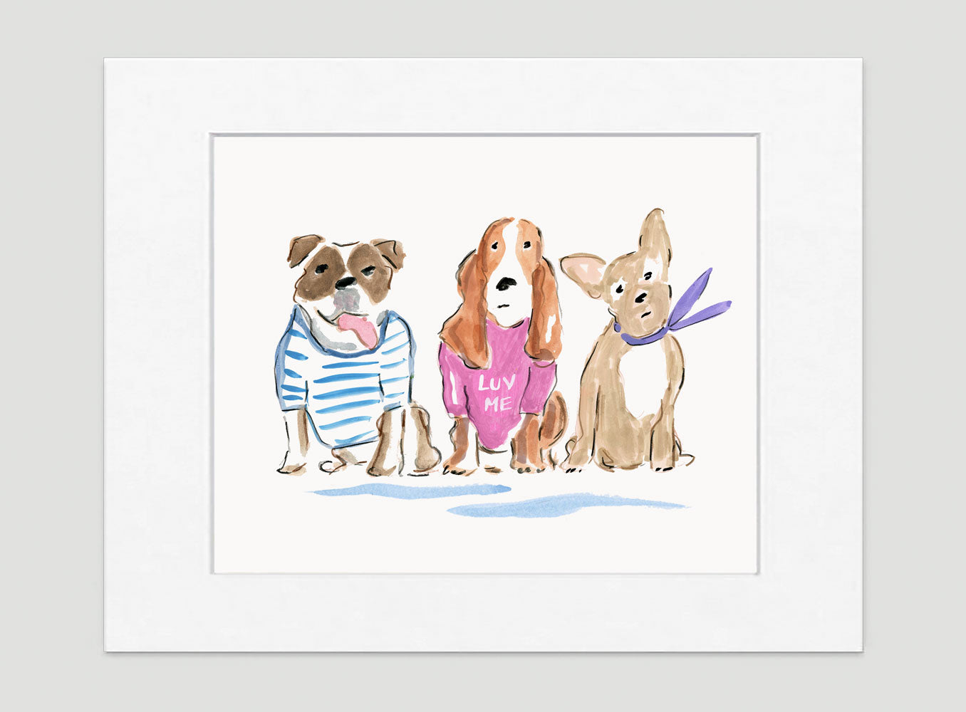 Larry, Moe & Curly Art Print - Dog Illustrations Wall Art Collection-Di Lewis
