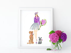 Doggie Date Art Print - Fashion Illustration Wall Art Collection-Di Lewis