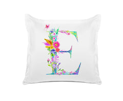 Floral Watercolor Monogram Letter E Pillowcase