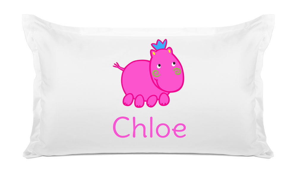 Pink Hippo - Personalized Kids Pillowcase Collection
