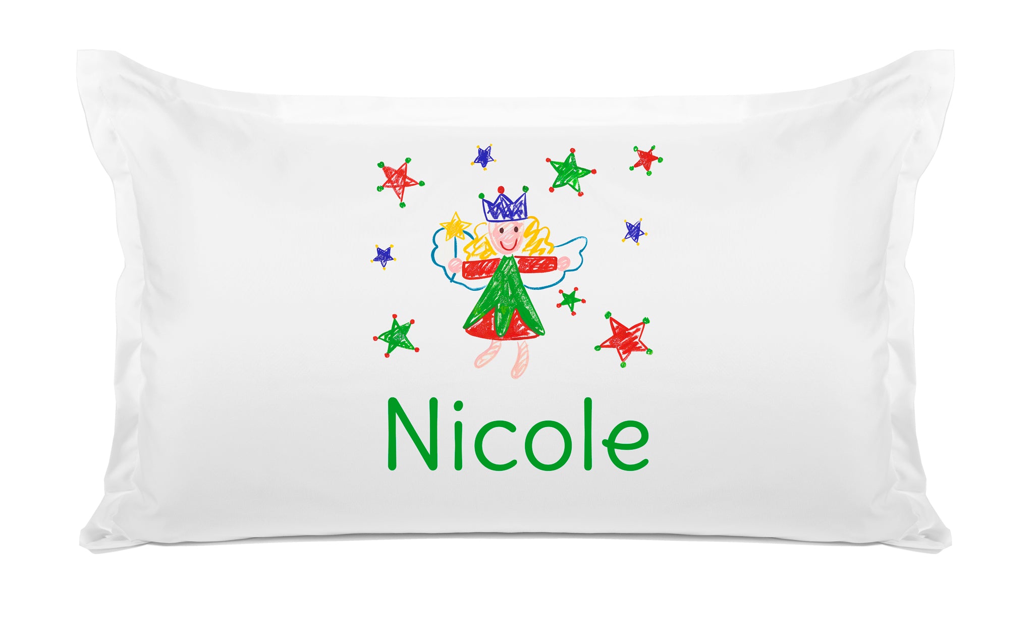 Christmas Stars Red & Green - Kids Personalized Pillowcase Collection