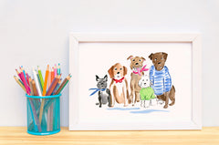 The Rat Pack Art Print - Dog Illustrations Wall Art Collection-Di Lewis