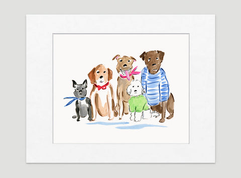 The Rat Pack Art Print - Dog Illustrations Wall Art Collection-Di Lewis