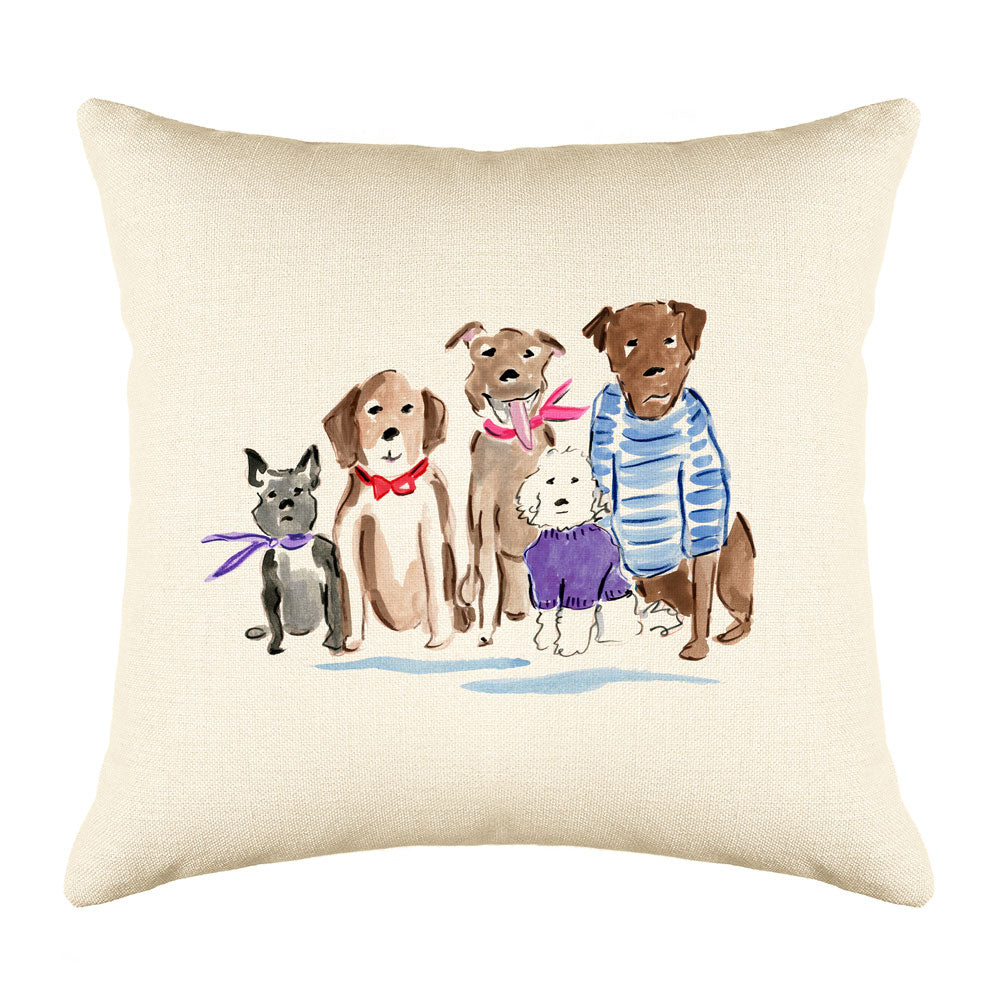 The Rat Pack Throw Pillow Cover - Dog Illustration Throw Pillow Cover Collection-Di Lewis