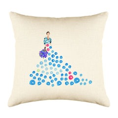 Fashionista Blue Pink Throw Pillow Cover - Fashion Illustrations Throw Pillow Cover Collection-Di Lewis