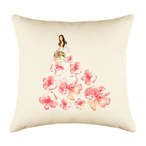 Fashionista Pink Peach Throw Pillow Cover - Fashion Illustrations Throw Pillow Cover Collection-Di Lewis