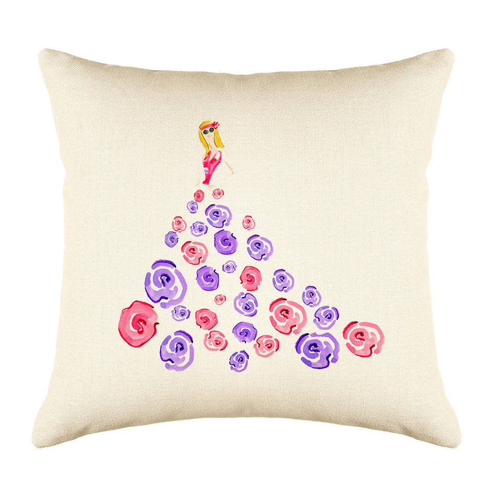 Fashionista Purple Pink Throw Pillow Cover - Fashion Illustrations Throw Pillow Cover Collection-Di Lewis