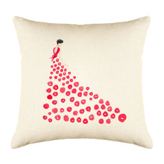 Fashionista Red Throw Pillow Cover - Fashion Illustrations Throw Pillow Cover Collection-Di Lewis