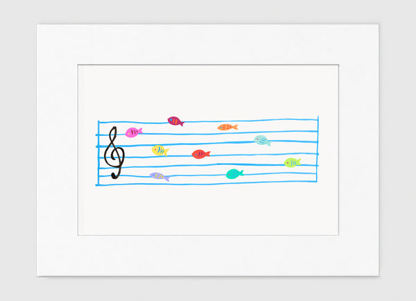 Musical Fish Notes Wall Art for Kids Bedrooms & Nurseries | Di Lewis