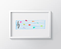 Fish Notes Art Print - Kids Wall Art Collection-Di Lewis