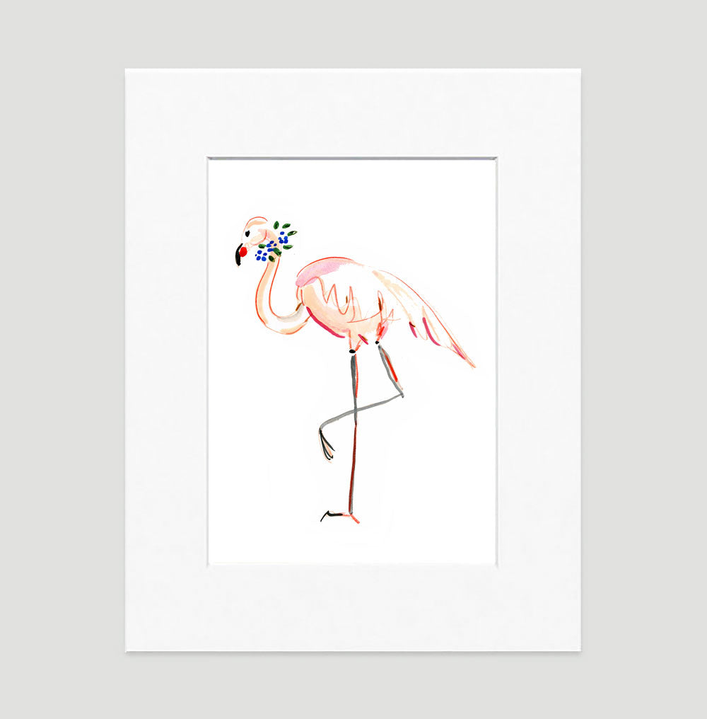 Flora Flamingo Art Print - Animal Illustrations Wall Art Collection-Di Lewis