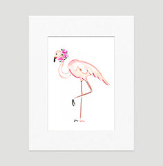 Fannie Flamingo Art Print - Animal Illustrations Wall Art Collection-Di Lewis