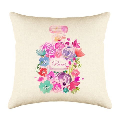 French Floral Perfume Bottle Pillow Cover - Decorative Designs Throw Pillow Cover Collection-Di Lewis