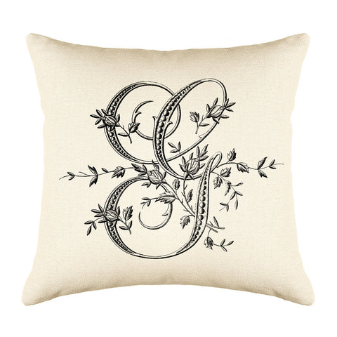Vintage French Monogram Letter G Throw Pillow Cover