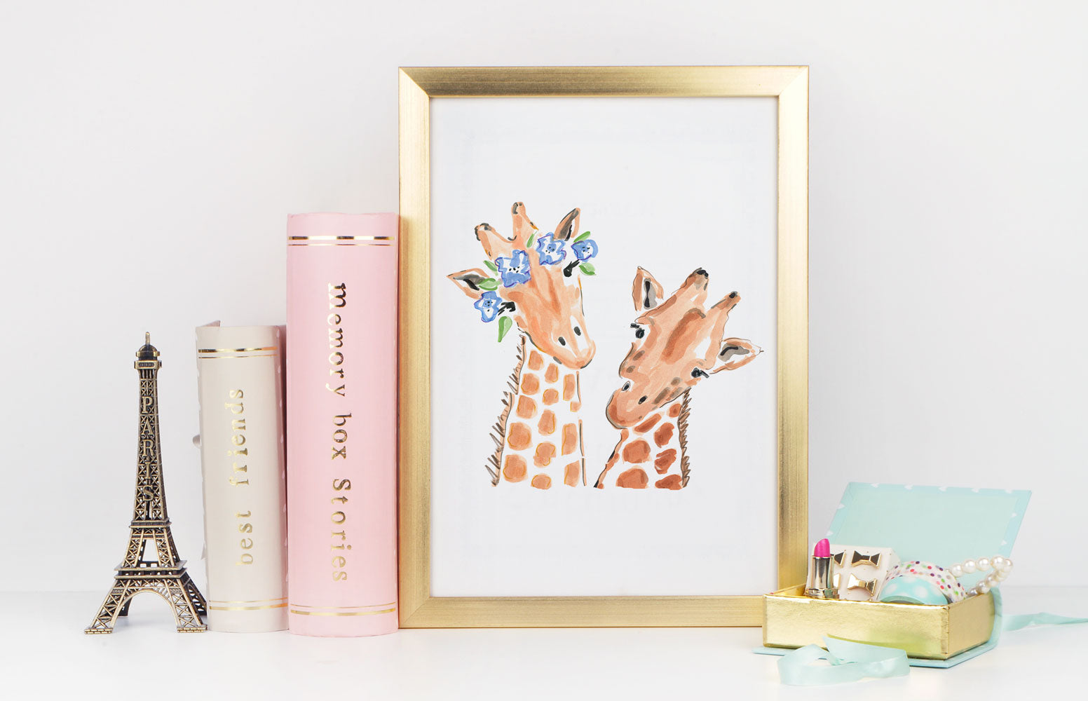 Gigi & Gerald Giraffe Art Print - Animal Illustrations Wall Art Collection-Di Lewis
