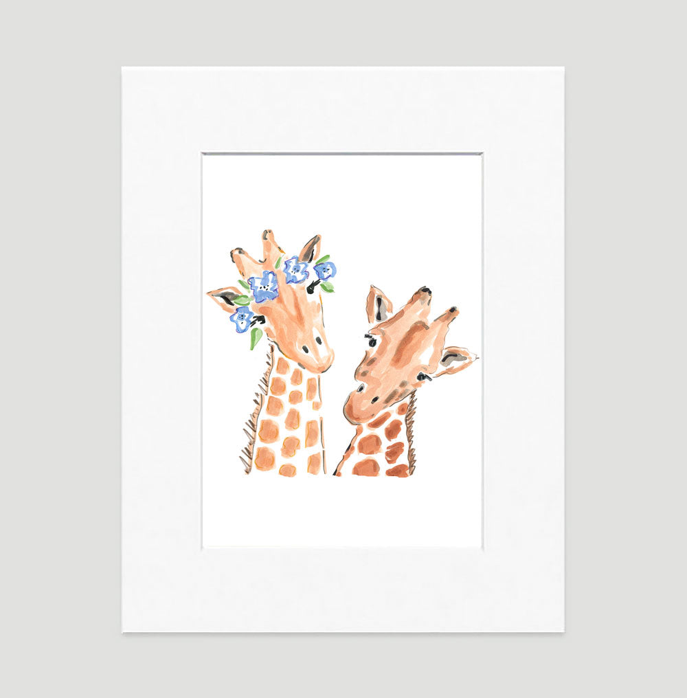 Gigi & Gerald Giraffe Art Print - Animal Illustrations Wall Art Collection-Di Lewis