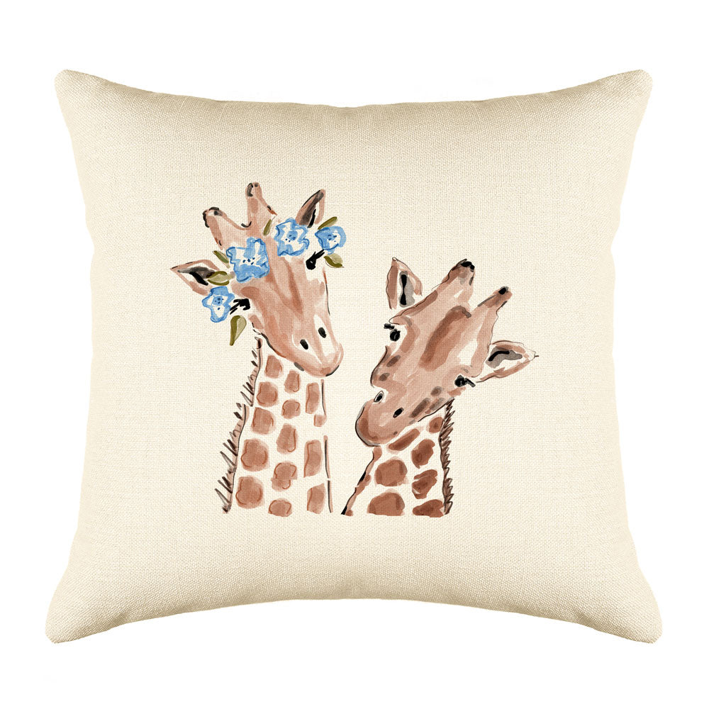 Gigi & Gerald Giraffe Throw Pillow Cover - Animal Illustrations Throw Pillow Cover Collection-Di Lewis