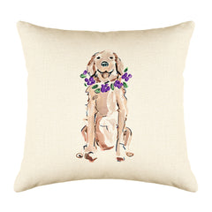 Goldie Retriever Throw Pillow Cover - Dog Illustration Throw Pillow Cover Collection-Di Lewis