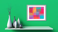 Zigzag Pink Aqua Art Print - Abstract Art Wall Decor Collection-Di Lewis