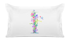 Floral Watercolor Monogram Letter I Pillowcase