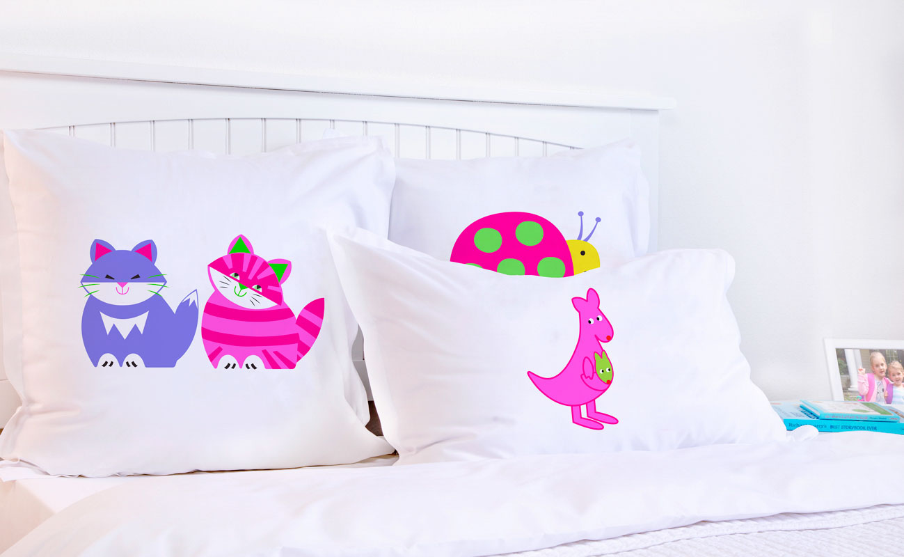 Pink & Purple Cats - Personalized Kids Pillowcase Collection