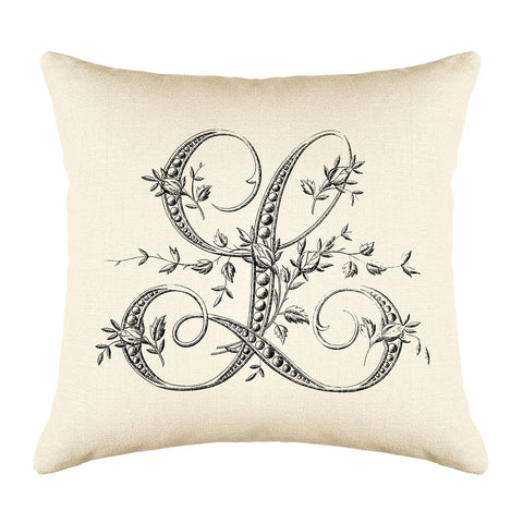 Vintage French Monogram Letter L Throw Pillow Cover
