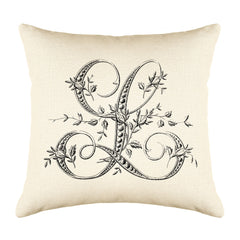 Vintage French Monogram Letter L Throw Pillow Cover