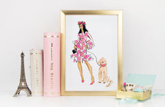 Lady In Pink Art Print - Fashion Illustration Wall Art Collection-Di Lewis