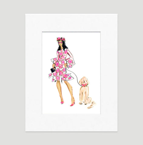 Lady In Pink Art Print - Fashion Illustration Wall Art Collection-Di Lewis