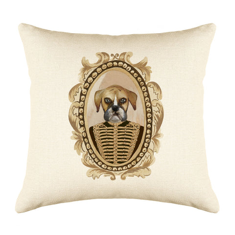 Lieutenant Boxer Throw Pillow Cover - Dog Illustration Throw Pillow Cover Collection-Di Lewis