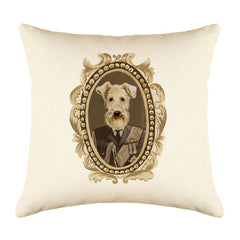 Lord Airedale Throw Pillow Cover - Dog Illustration Throw Pillow Cover Collection-Di Lewis