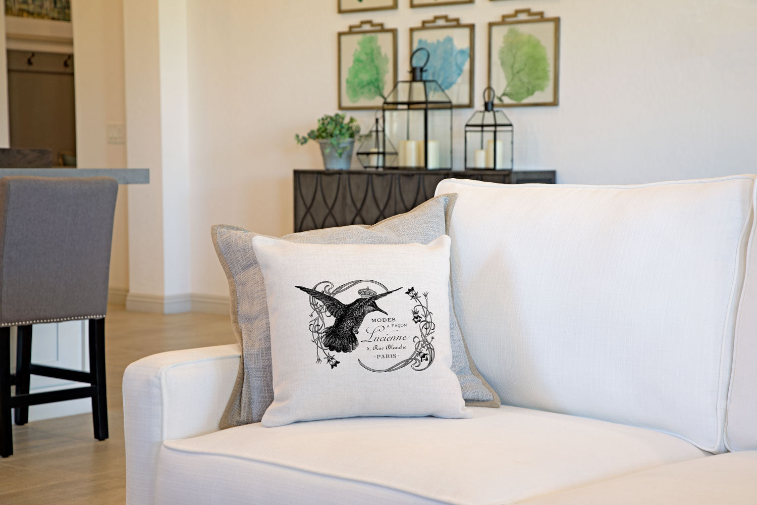 Lucienne Hummingbird Throw Pillow Cover - Decorative Designs Throw Pillow Cover Collection-Di Lewis