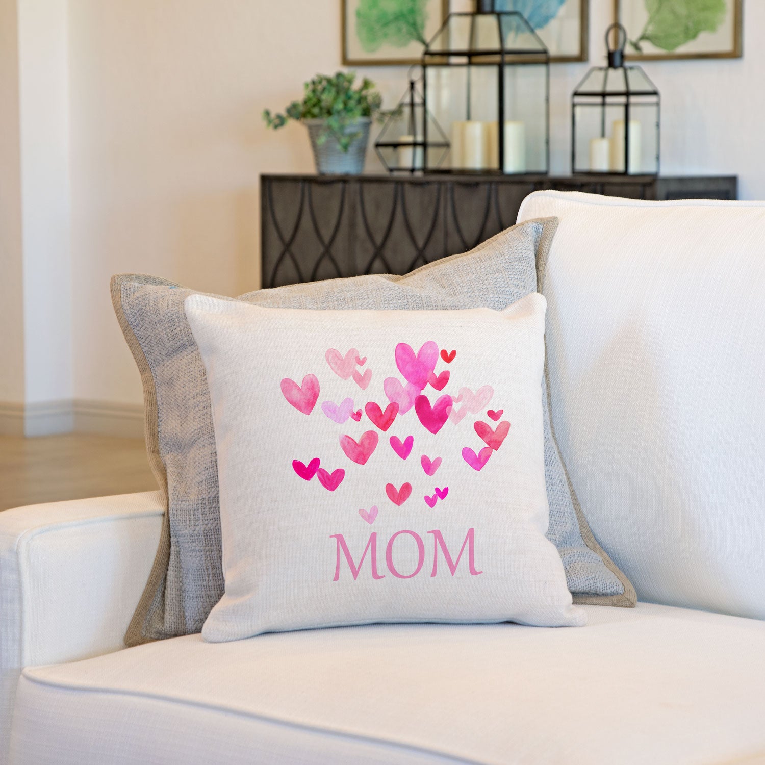 Pink Hearts Bursting – Mom Throw Pillow Cover – Mother’s Day Collection