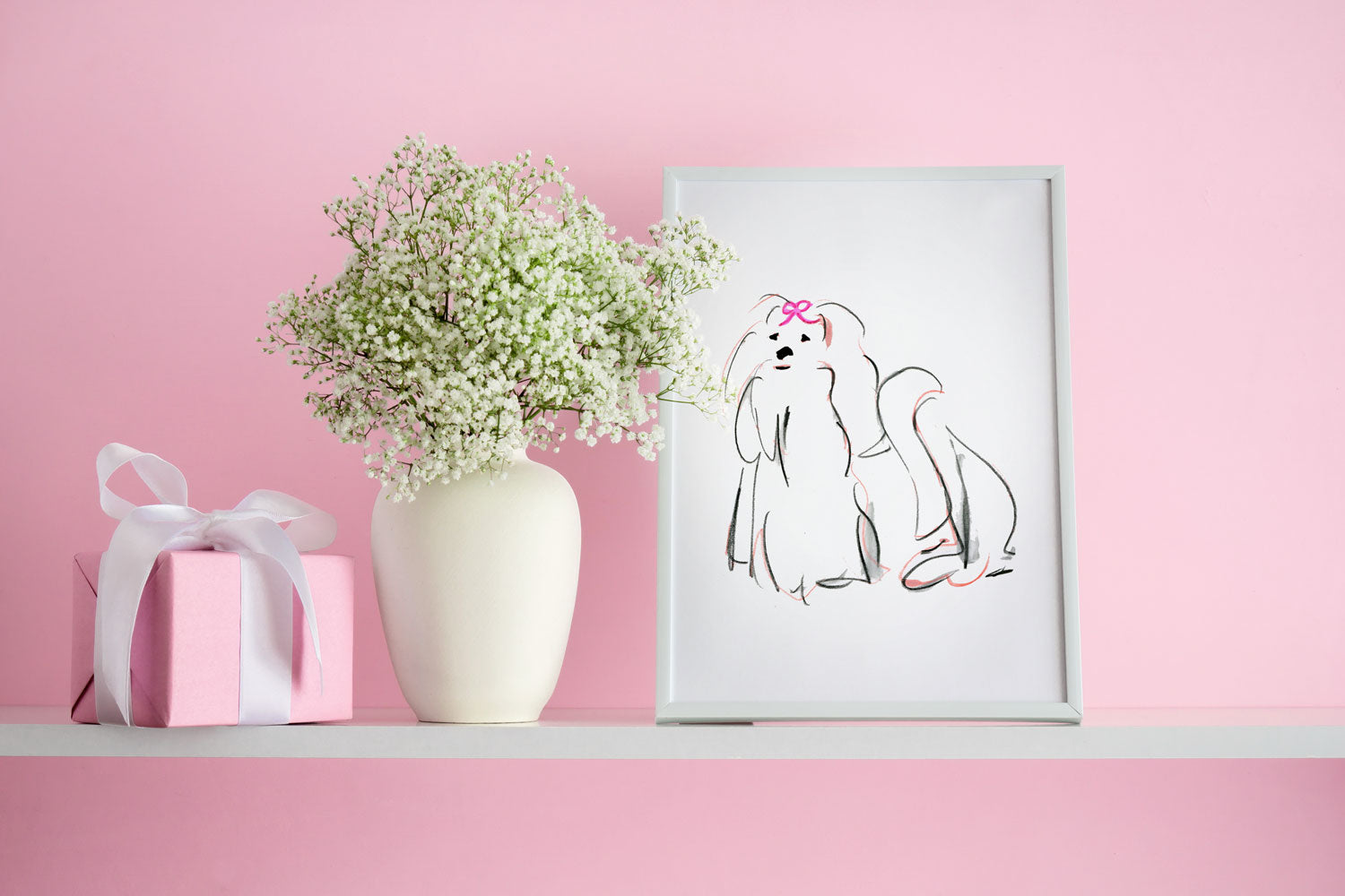 Missy Maltese Art Print - Dog Illustrations Wall Art Collection-Di Lewis