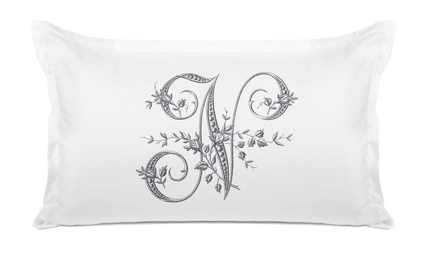 Di Lewis Pillowcase Vintage French Monogram Letter N White Black