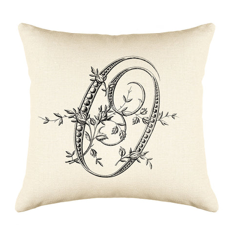 Vintage French Monogram Letter O Throw Pillow Cover