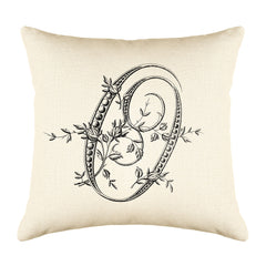 Vintage French Monogram Letter O Throw Pillow Cover